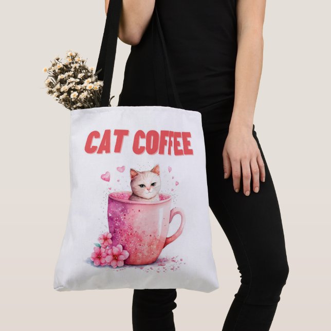 Bolso De Tela Tote Bag Cat Caffee (Detalle)