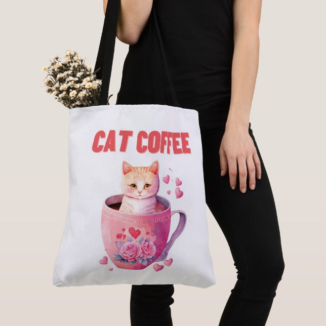 Bolso De Tela Tote Bag Cat Caffee (Detalle)