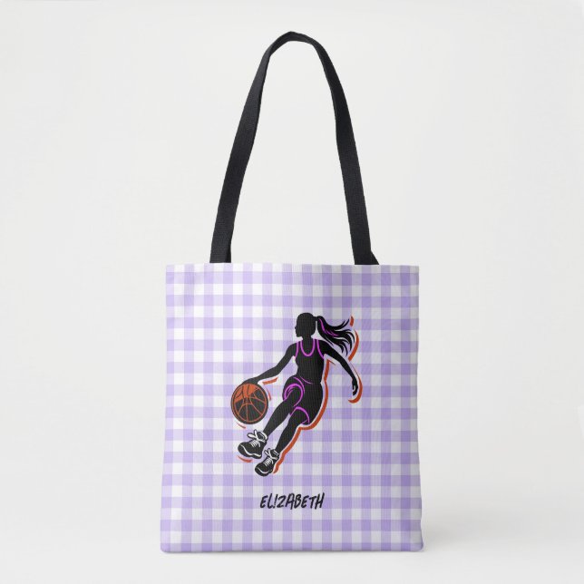 Bolso De Tela Tote Bag, Chica de baloncesto personalizado (Anverso)