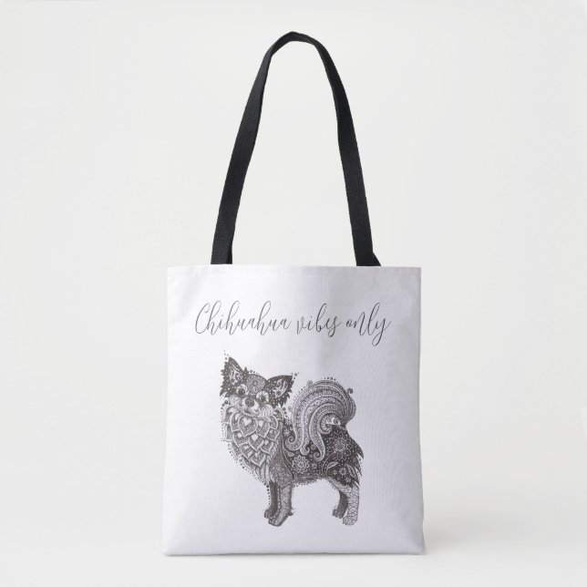 Bolso De Tela Tote Bag Chihuahua Vibes (Anverso)