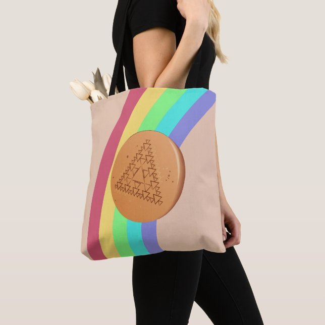 Bolso De Tela Tote Bag Dalgona Múltiple Triángulo - Vista latera (Detalle)