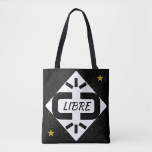 Bolso De Tela TOTE BAG Diseño “LIBRE” blanco y negro estrel
