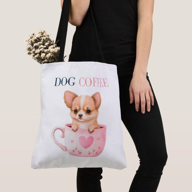 Bolso De Tela Tote Bag Dog Coffee (Detalle)
