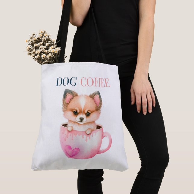 Bolso De Tela Tote Bag Dog Coffee (Detalle)