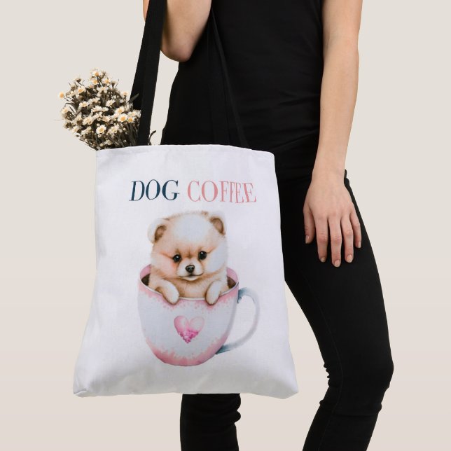 Bolso De Tela Tote Bag Dog Coffee (Detalle)