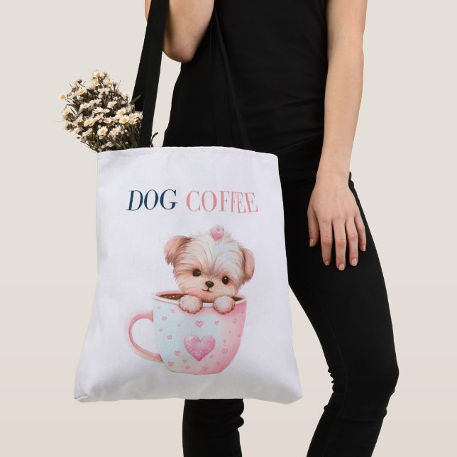 Bolso De Tela Tote Bag Dog Coffee (Detalle)