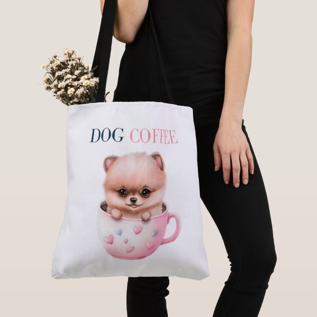 Bolso De Tela Tote Bag Dog Coffee (Detalle)