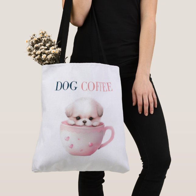 Bolso De Tela Tote Bag Dog Coffee (Detalle)