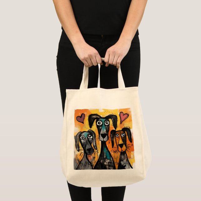 Bolso De Tela Tote Bag Dog Love Red Hearts  (Anverso (producto))