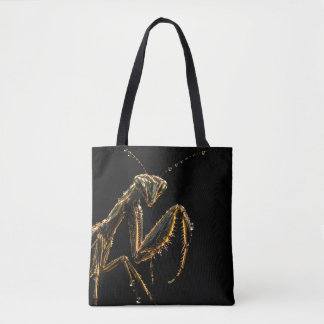 Bolso De Tela Tote Bag Élégant Mante Religieuse Noir et Or