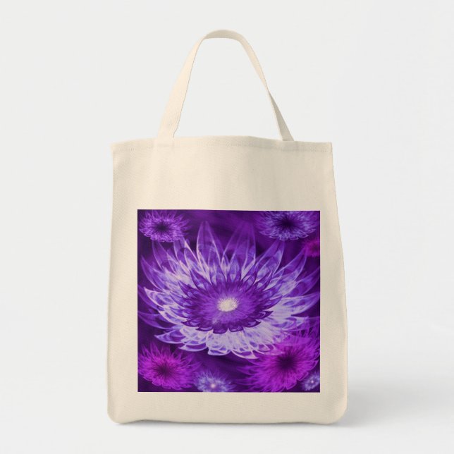 Bolso De Tela Tote Bag Fantasy Flores moradas (Frente)