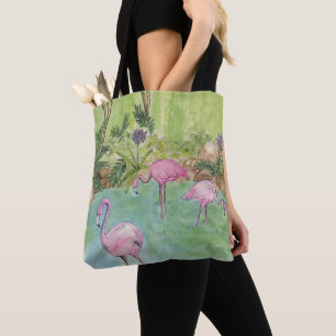 Bolso De Tela Tote Bag Flamingos