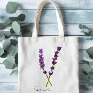 Bolso De Tela Tote bag fleur lavande violet aquarelle