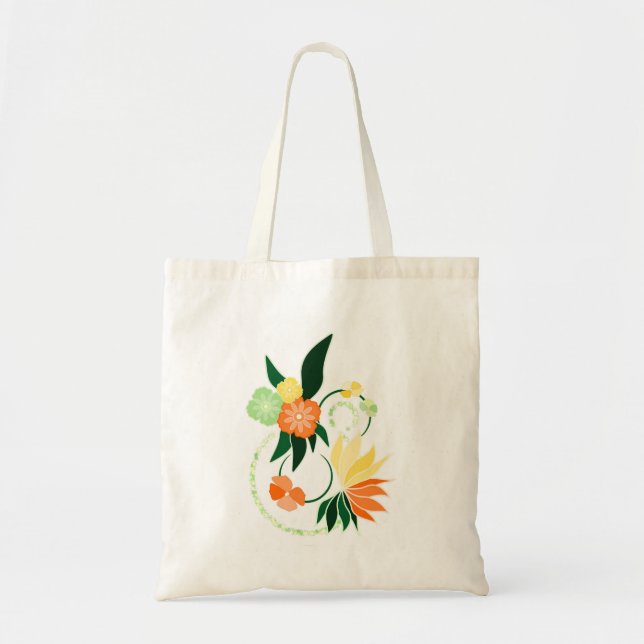 Bolso De Tela Tote Bag fleurs tropicales (Frente)