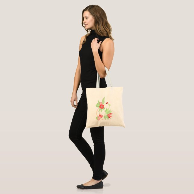 Bolso De Tela Tote Bag fleurs tropicales roses (Anverso (modelo))