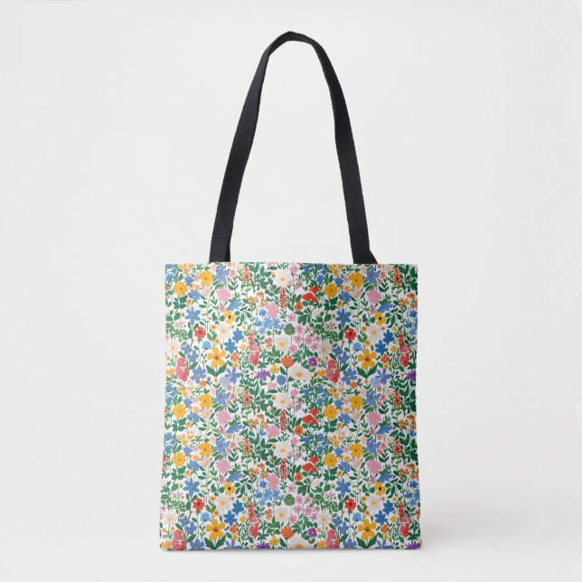 Bolso De Tela Tote Bag - Floral Flower Pattern. (Anverso)