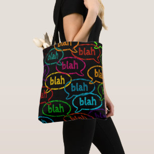 Bolso De Tela Tote Bag Funny Colorful Blah Cita Negra