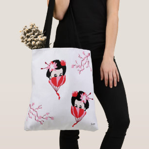 BOLSO DE TELA TOTE BAG : GEISHA CHICA CHERRY BLOSSOMS