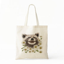 Tote Bag Happy raccoon en margaritas