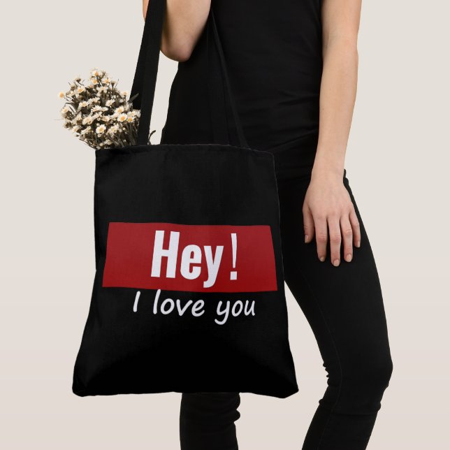 Bolso De Tela Tote Bag Hey! I love you (Detalle)