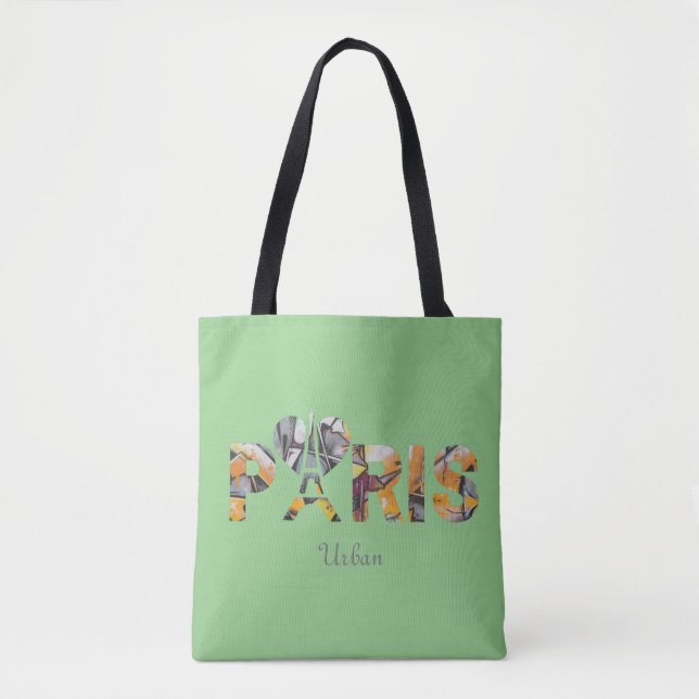 Bolso De Tela Tote Bag J'aime Paris avec un décor urbain  (Anverso)
