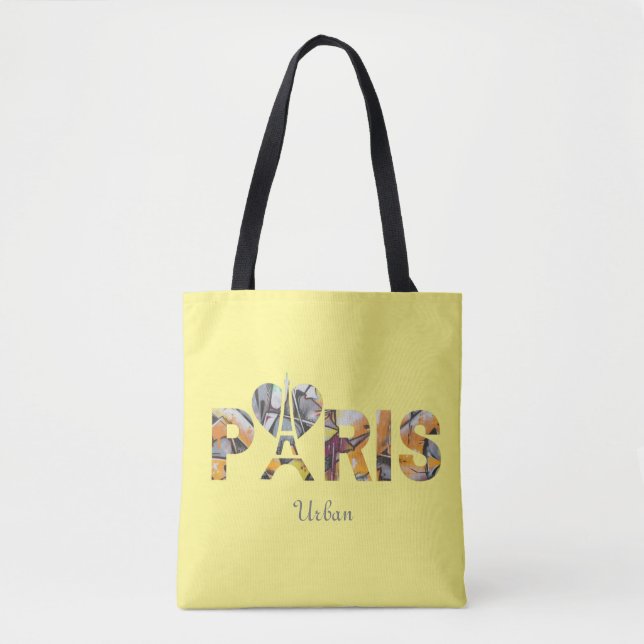 Bolso De Tela Tote Bag J'aime Paris avec un décor urbain  (Anverso)