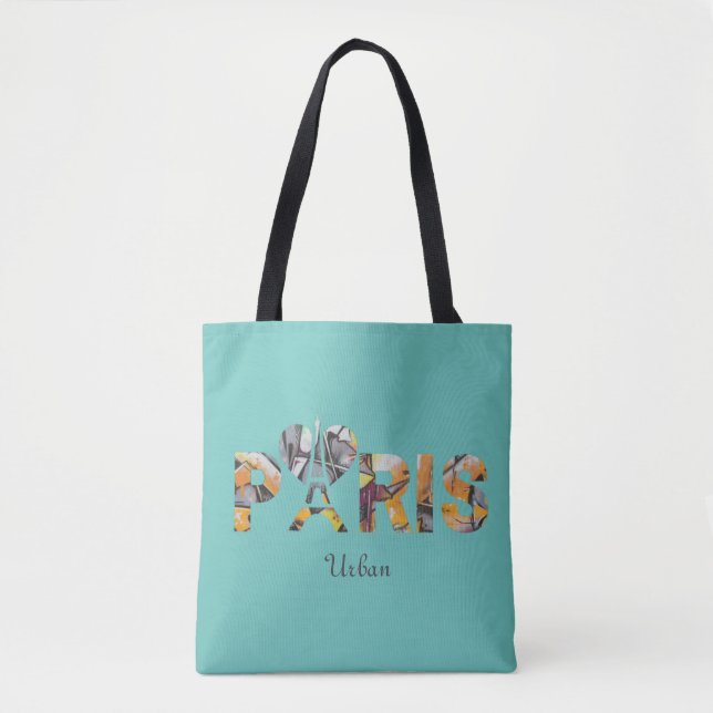 Bolso De Tela Tote Bag J'aime Paris avec un décor urbain  (Anverso)