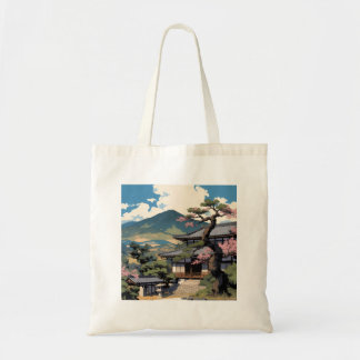 Bolso De Tela Tote Bag Japonais – Paysage Traditionnel & Temple 