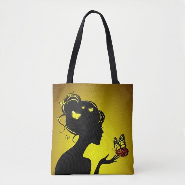 Bolso De Tela Tote Bag La femme papillons jaunes (Anverso)