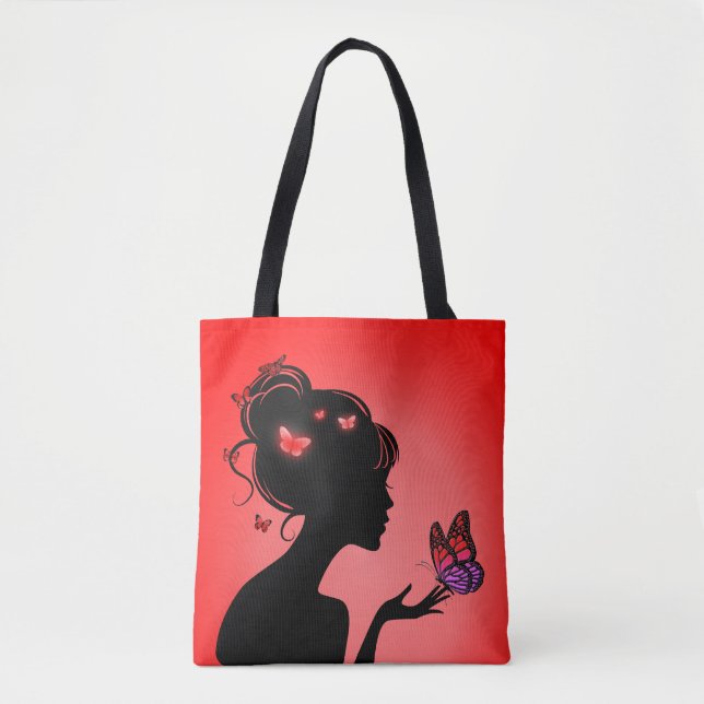 Bolso De Tela Tote Bag La femme papillons rouges (Anverso)