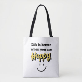 Bolso De Tela TOTE BAG - La vida es mejor feliz