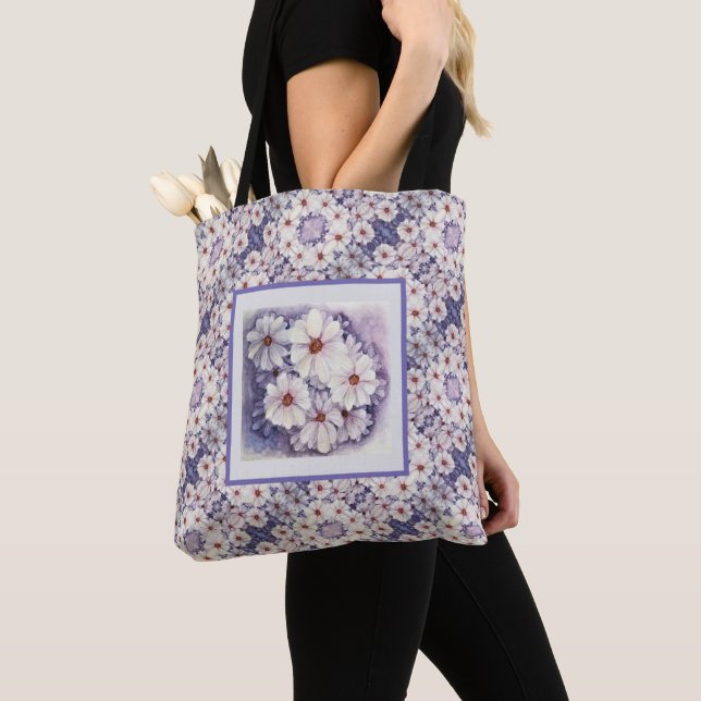Bolso De Tela Tote Bag Lavender African Daisies (Detalle)