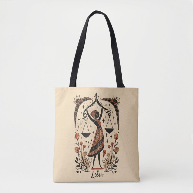 Bolso De Tela Tote Bag Libra Celestial Zodiac Art (Anverso)