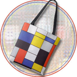 Bolso De Tela TOTE BAG -Patrón abstracto mondriano de muchos col