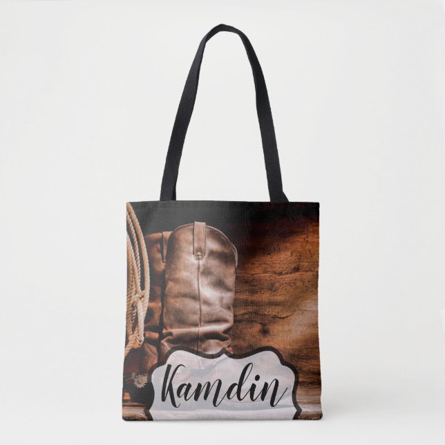 Bolso De Tela Tote Bag Personalizado Boots Barn Wood Rusti (Anverso)