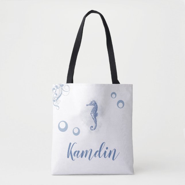 Bolso De Tela Tote Bag personalizado caballito de mar Océano pla (Anverso)