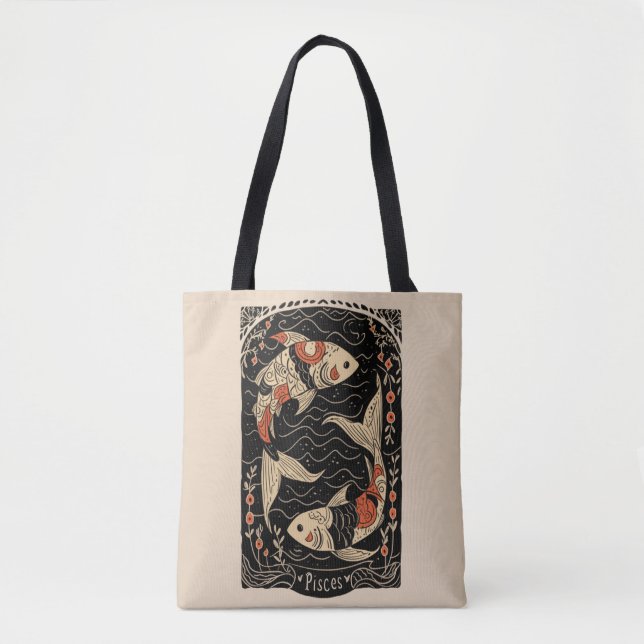 Bolso De Tela Tote Bag Pisces Celestial Zodiac Art (Anverso)
