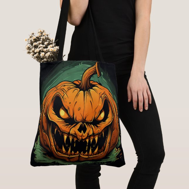Bolso De Tela Tote Bag Pumpkin Pandemonium (Detalle)