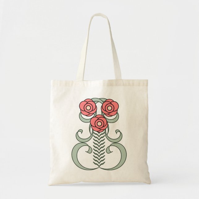 Bolso De Tela Tote Bag rosas Art Déco (Frente)