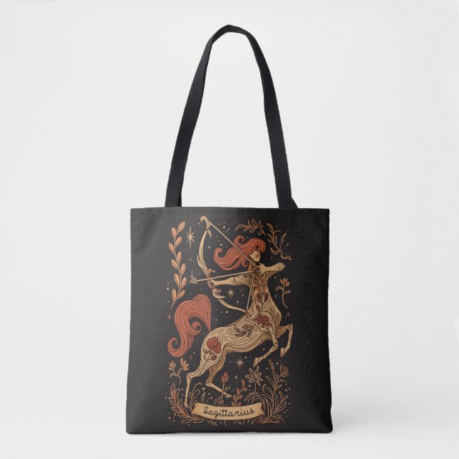 Bolso De Tela Tote Bag Sagittarius Celestial Zodiac Art (Anverso)