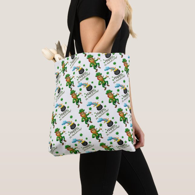 Bolso De Tela Tote Bag Saint Patrick's Day Leprechaun (Detalle)