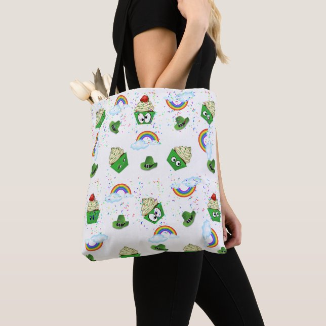 Bolso De Tela Tote Bag Saint Patrick's Day Pasteles de arco iris (Detalle)