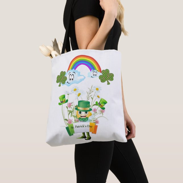 Bolso De Tela Tote Bag Saint Patrick's Day Rainbow (Detalle)