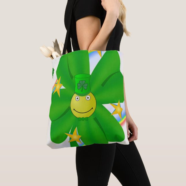 Bolso De Tela Tote Bag Saint Patrick's Day Rainbow (Detalle)