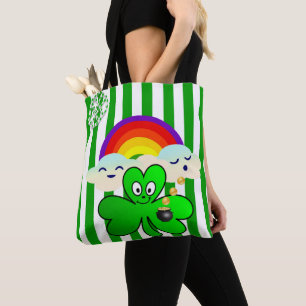 Bolso De Tela Tote Bag Saint Patrick's Day Rainbow Clover