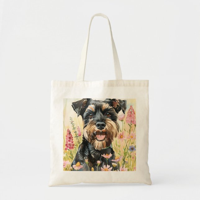 Bolso De Tela Tote Bag – Schnauzer Canvas Tote for Dog Lovers (Frente)