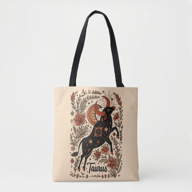 Bolso De Tela Tote Bag Taurus Celestial Zodiac Art (Anverso)