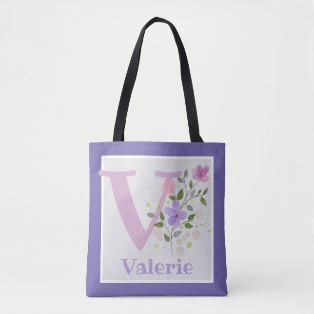 Bolso De Tela Tote Bag tiene el primer nombre inicial más con fl (Anverso)