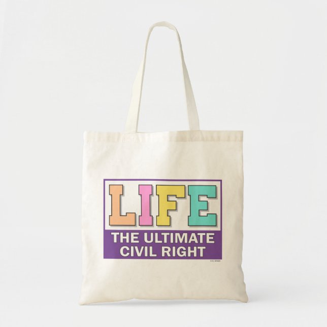 Bolso De Tela Tote bag with a message of life. (Frente)
