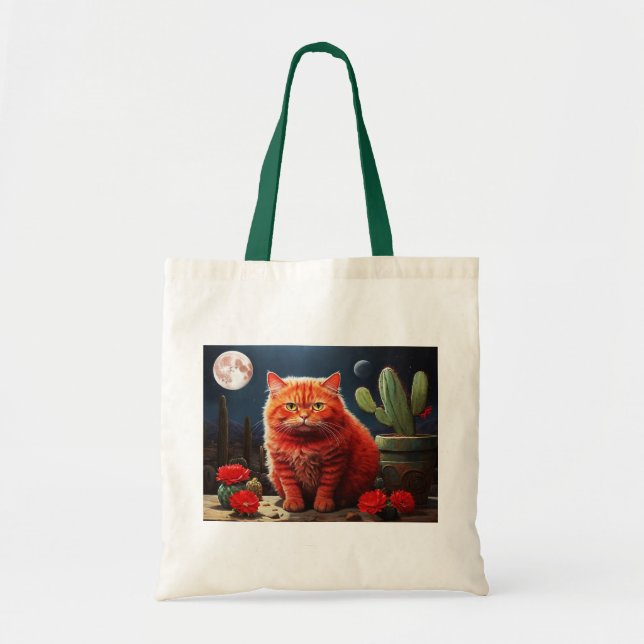 Bolso De Tela Tote Bag with Cat Illustration (Frente)